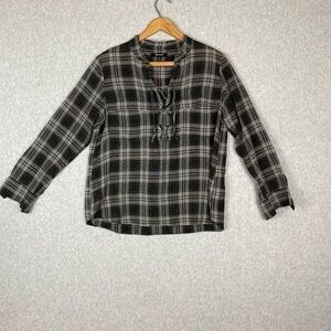 Madewell Womens Popover Top Black and White Size Sm